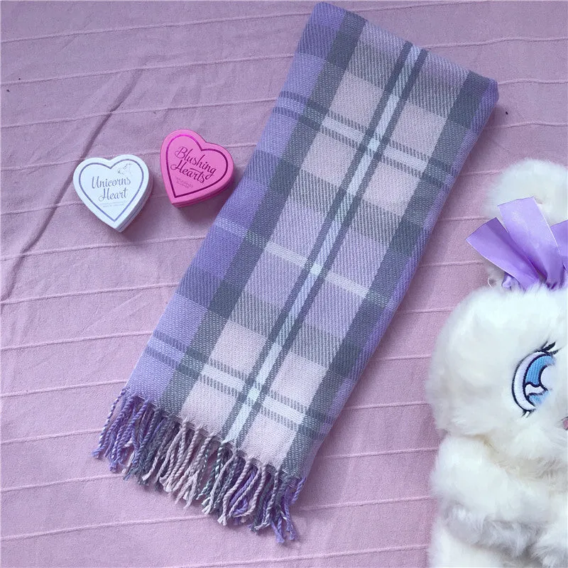 "ULZZANG SWEET PLAID TASSEL" SCARF K111817