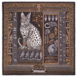 Sabina Savage "Bastet's Bounty" Wool/Silk Onyx/Gold Scarf