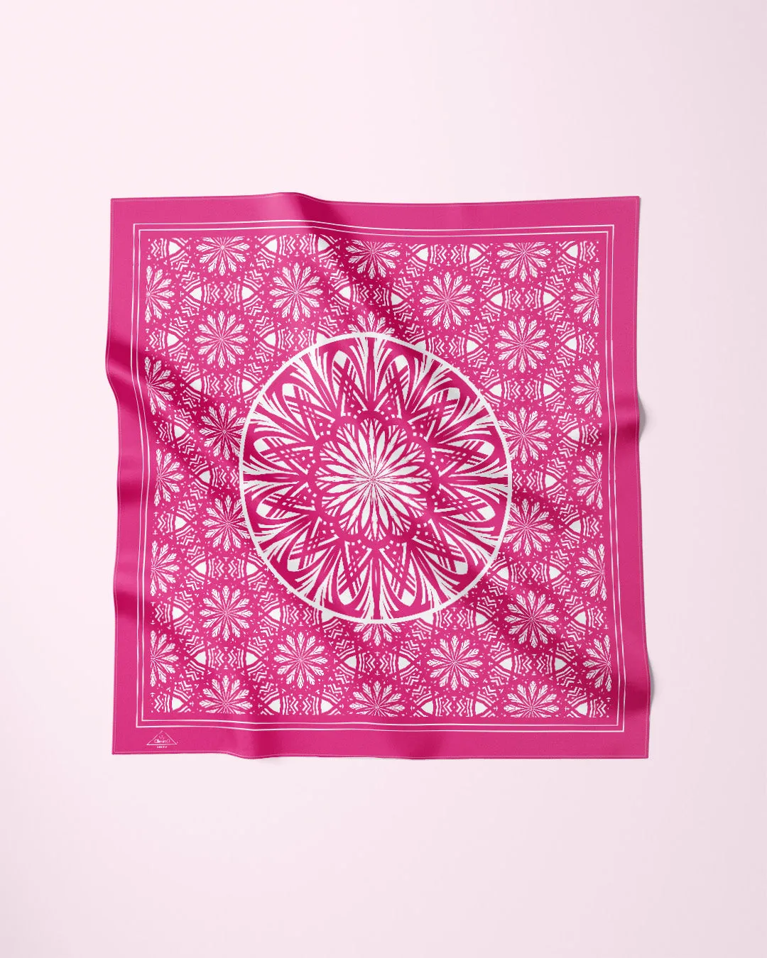 SERENITY Mandala Designer 100% Silk Scarf in Pink White