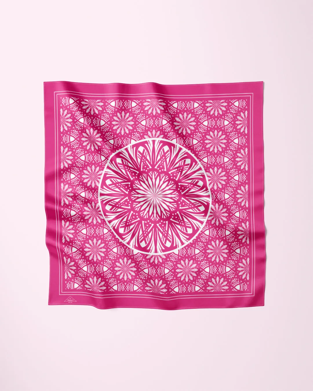 SERENITY Mandala Designer 100% Silk Scarf in Pink White