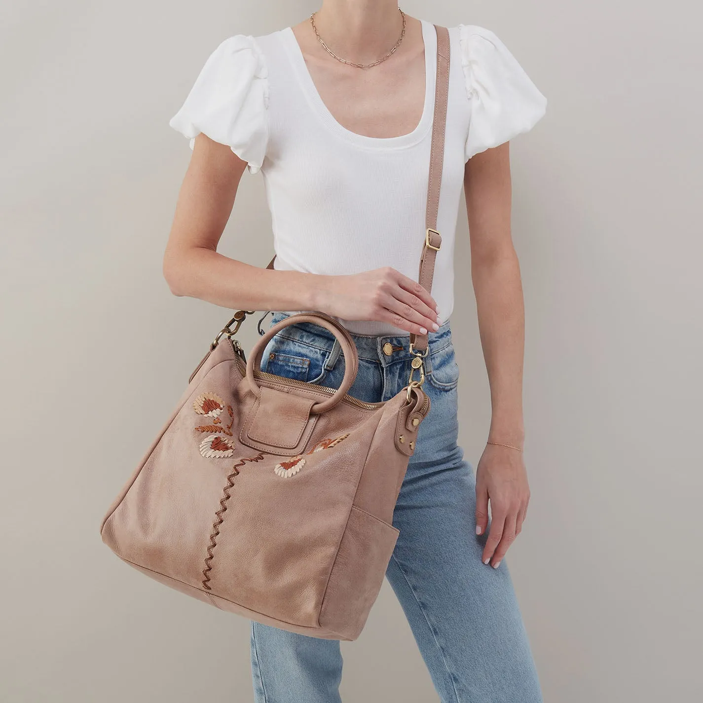 Sheila Large Satchel In Buffed Leather - Hazel