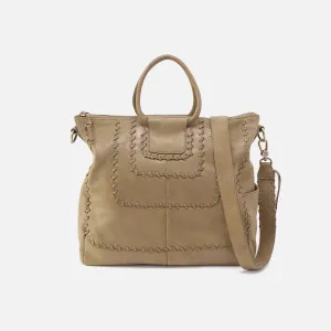 Sheila Large Satchel In Metallic Leather - Burnished Sage