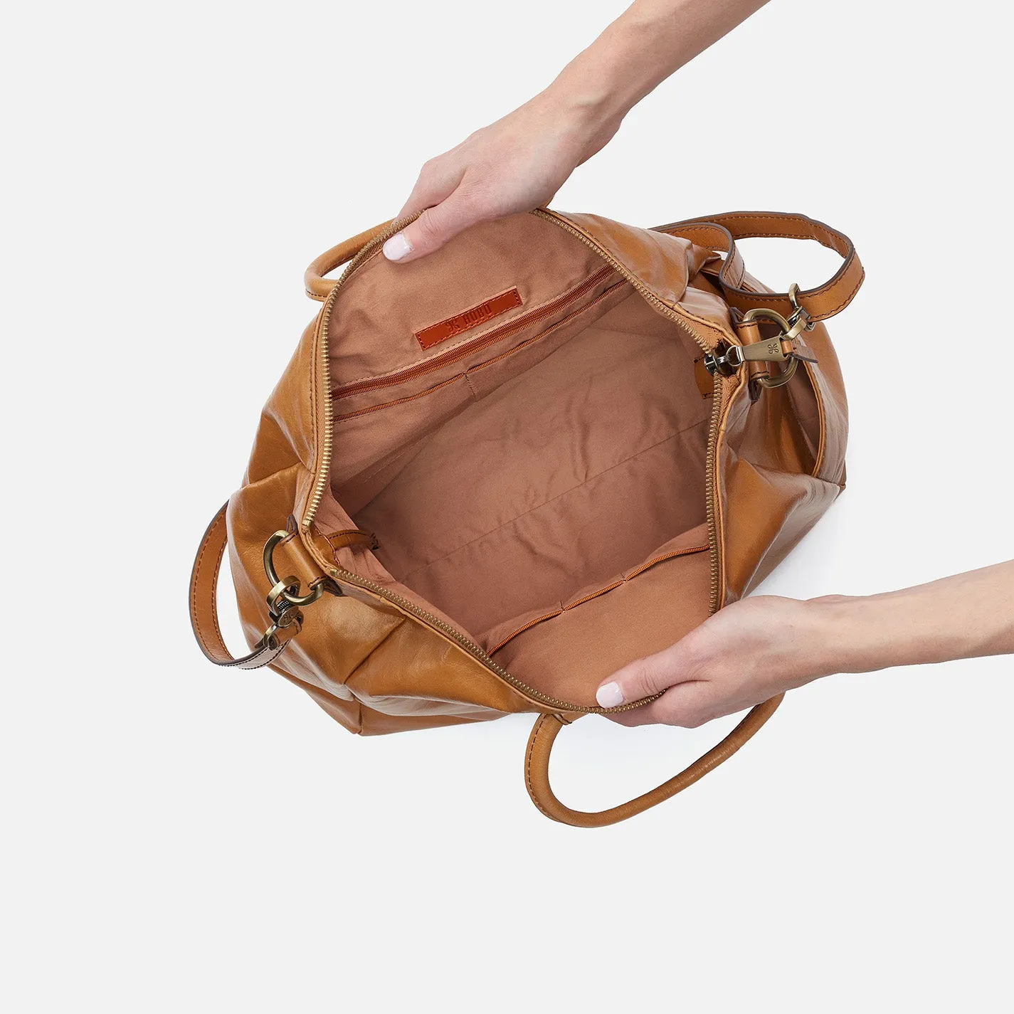 Sheila Large Satchel In Polished Leather - Natural