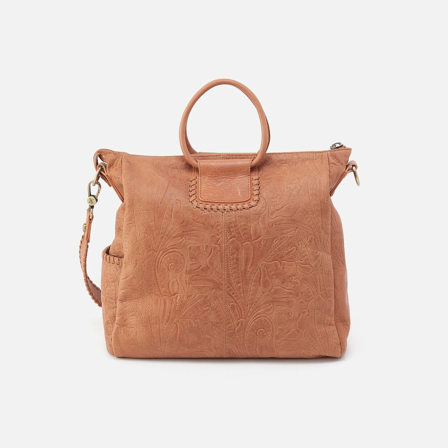 Sheila Large Satchel In Tooled Embossed Leather - Saddle Tooled Emboss