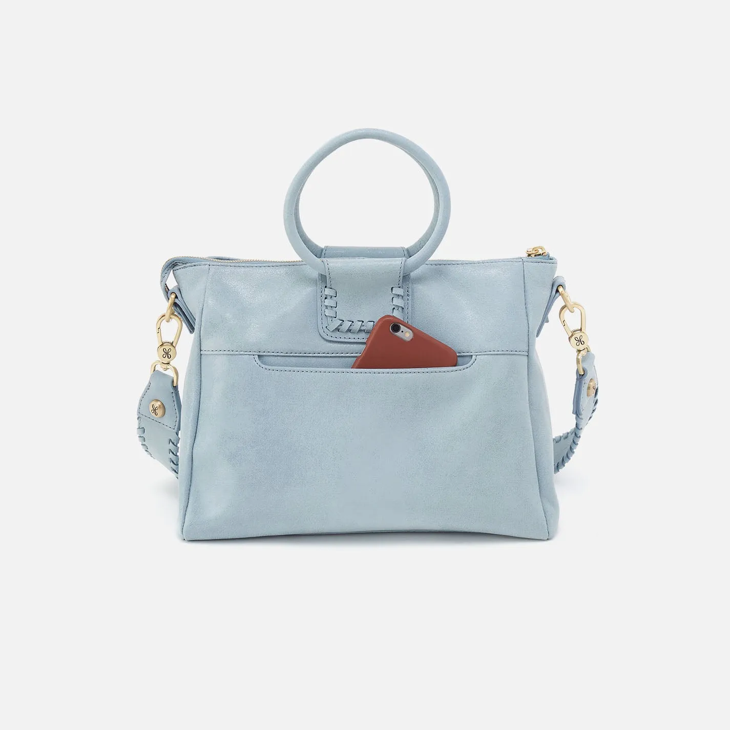 Sheila Medium Satchel In Buffed Leather - Sky