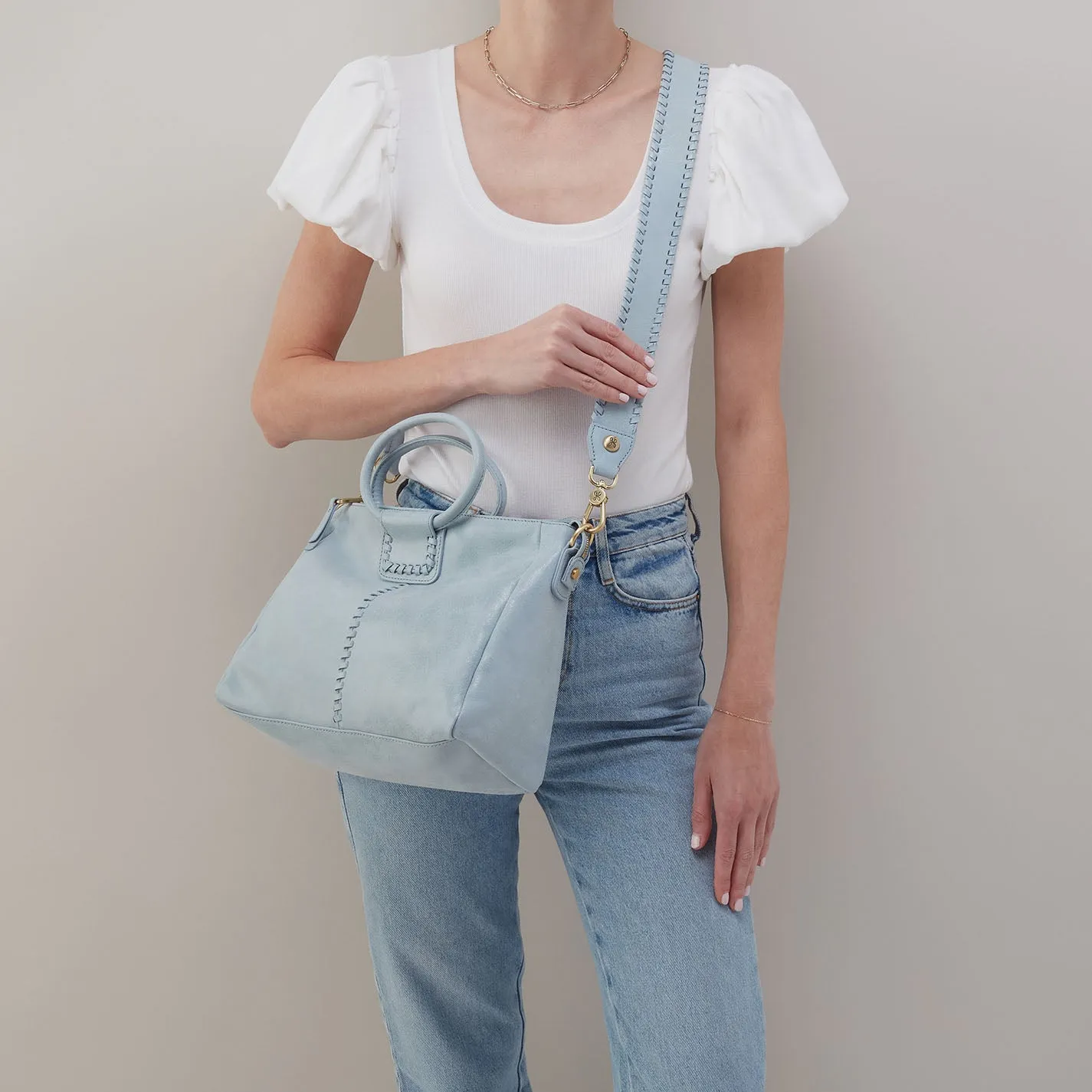 Sheila Medium Satchel In Buffed Leather - Sky