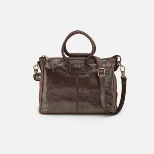 Sheila Medium Satchel In Metallic Leather - Coffee Galaxy