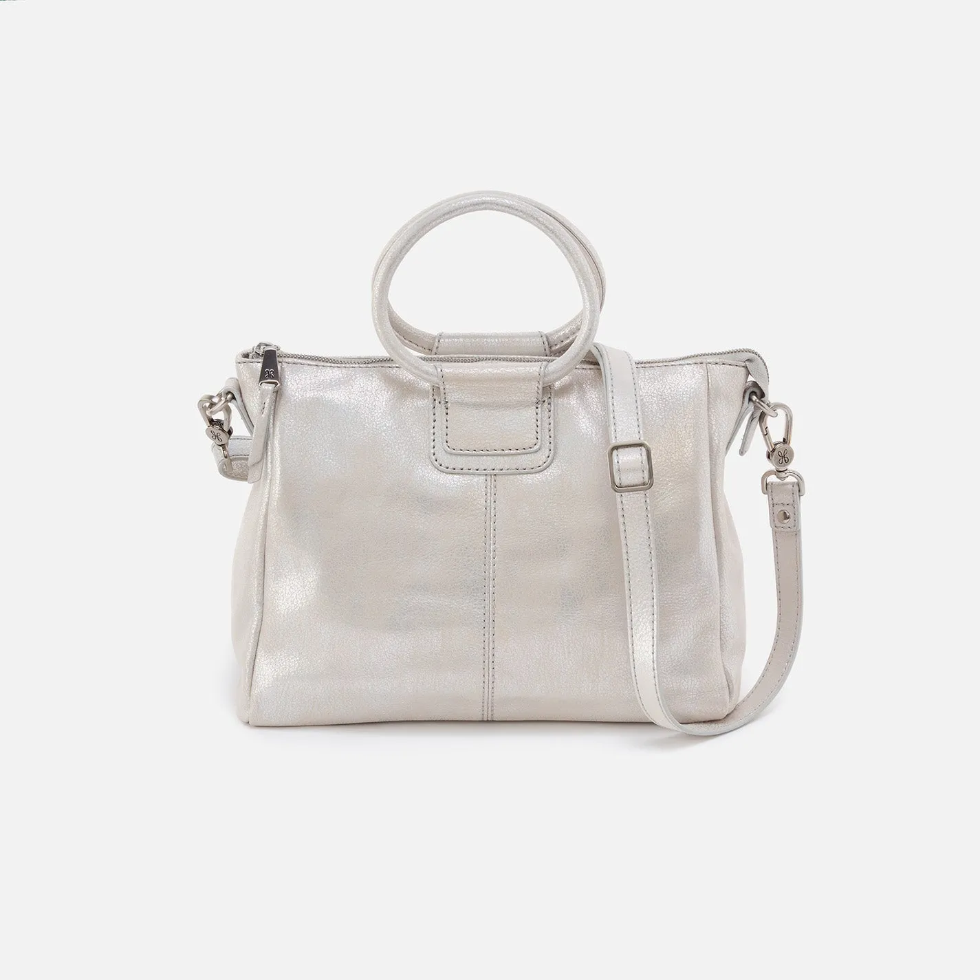 Sheila Medium Satchel In Metallic Leather - Silver