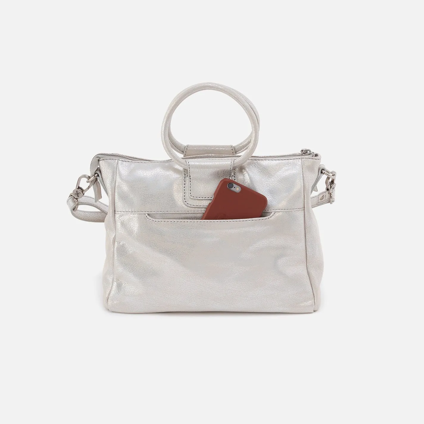 Sheila Medium Satchel In Metallic Leather - Silver