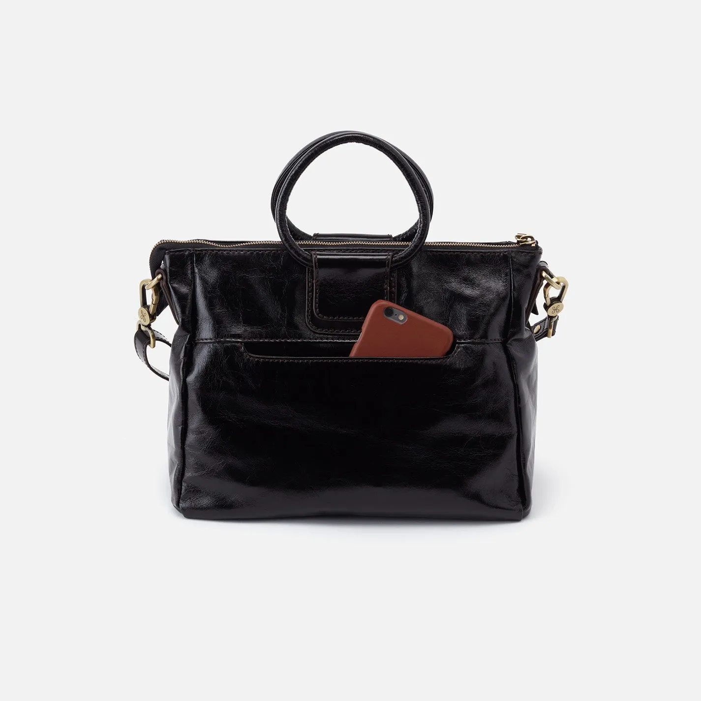 Sheila Medium Satchel In Polished Leather - Black