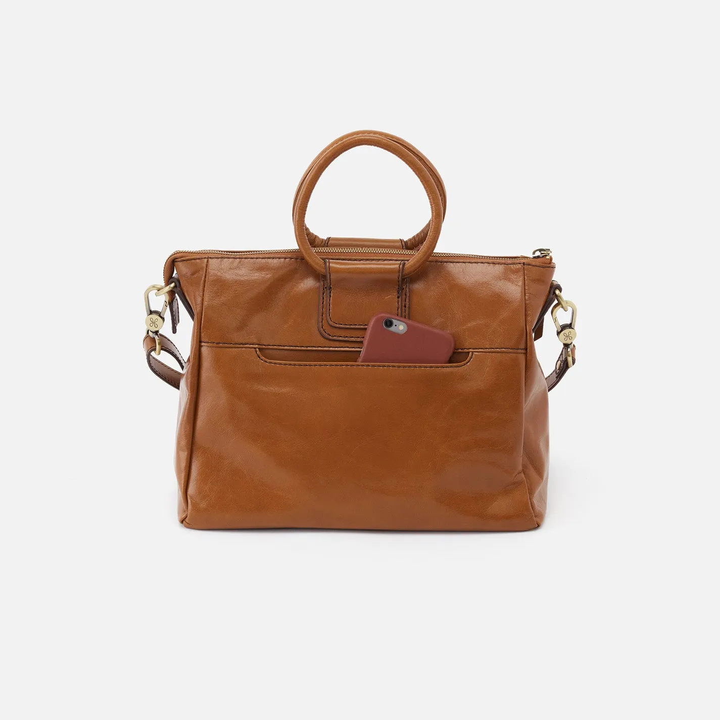 Sheila Medium Satchel In Polished Leather - Truffle