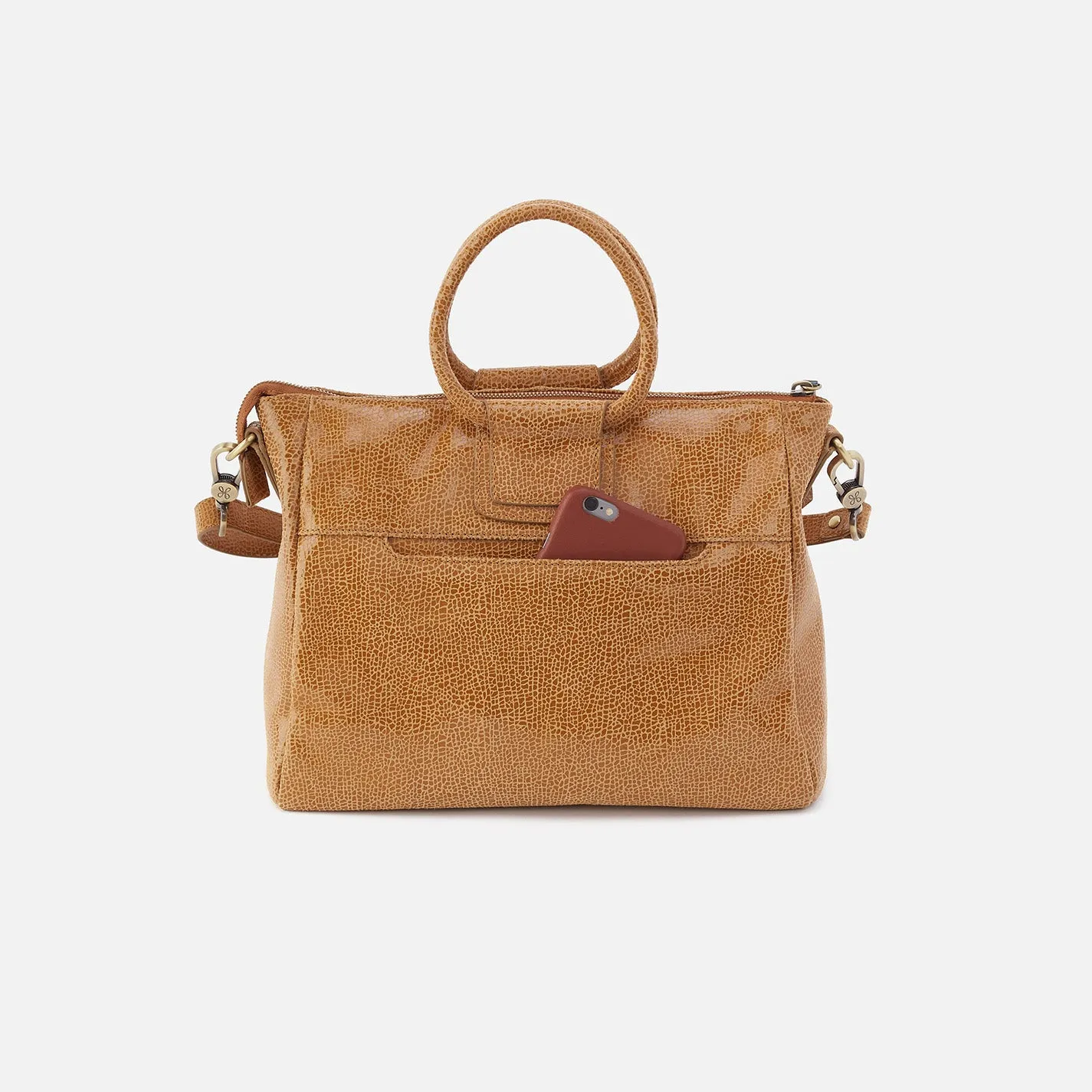 Sheila Medium Satchel In Printed Leather - Cedar Crackle Print