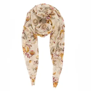 Spanish Design Printed Viscose Scarf (Beige Flower)