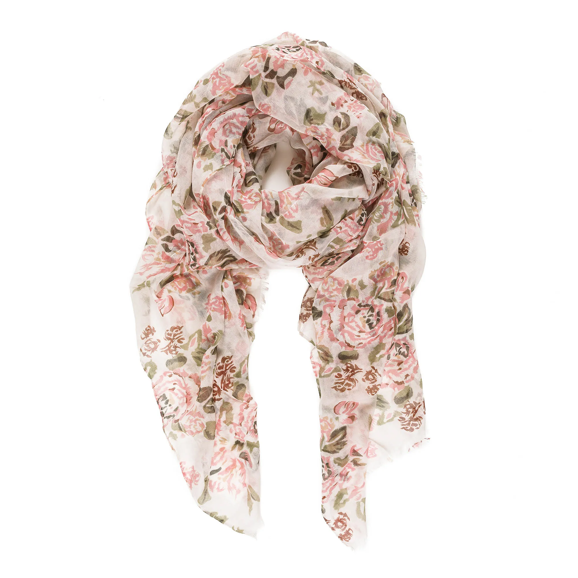 Spanish Design Printed Viscose Scarf (Beige Rose)