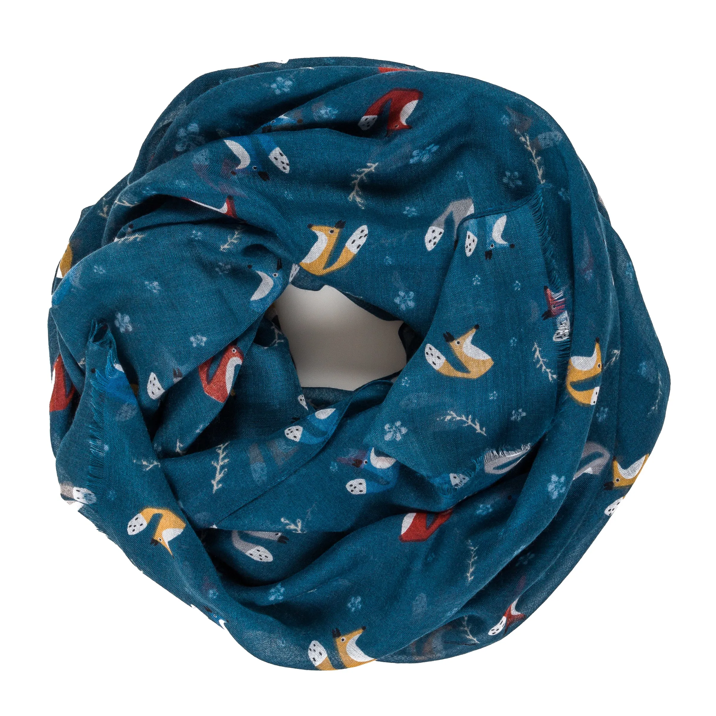 Spanish Design Printed Viscose Scarf (Blue Fox)