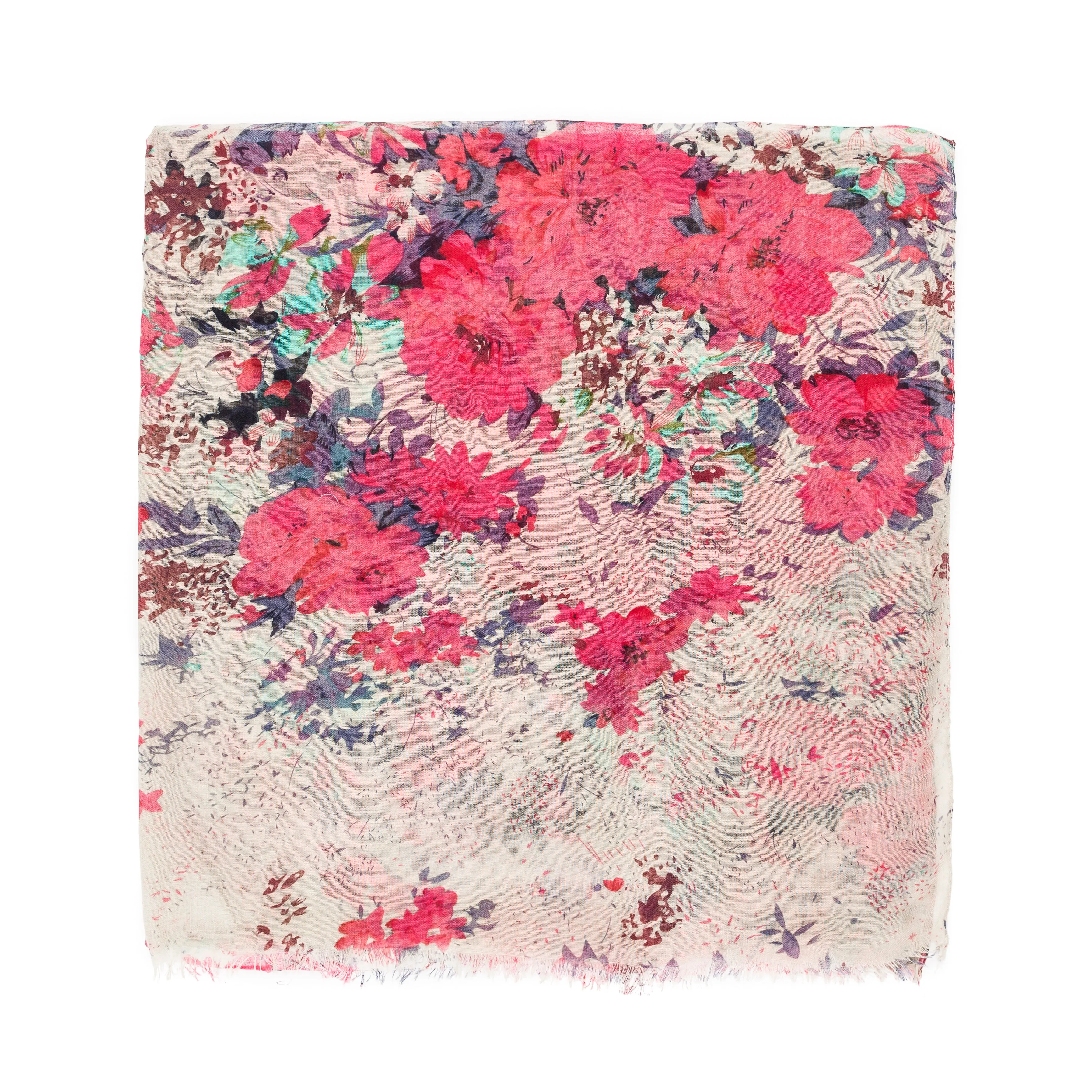 Spanish Design Printed Viscose Scarf (Red Spring Floral)