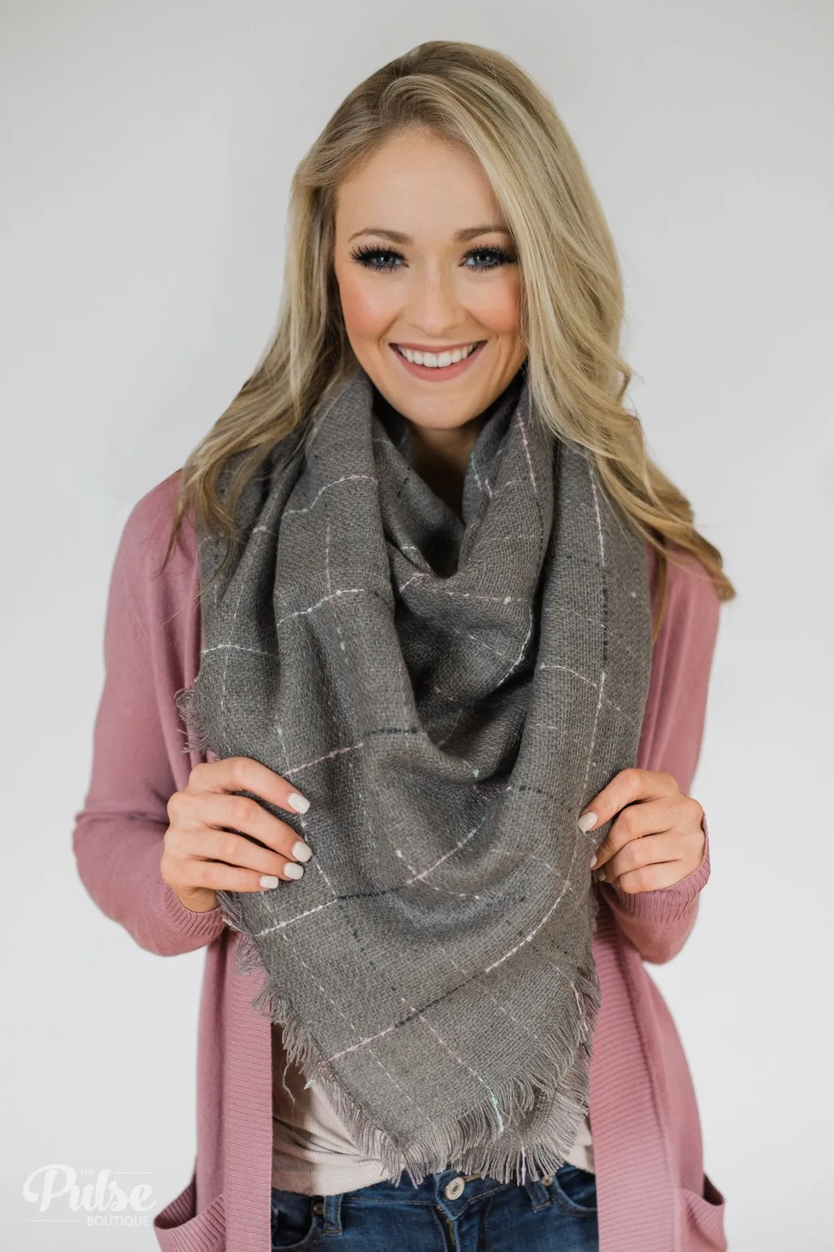 The Perfect Blanket Scarf- Grey