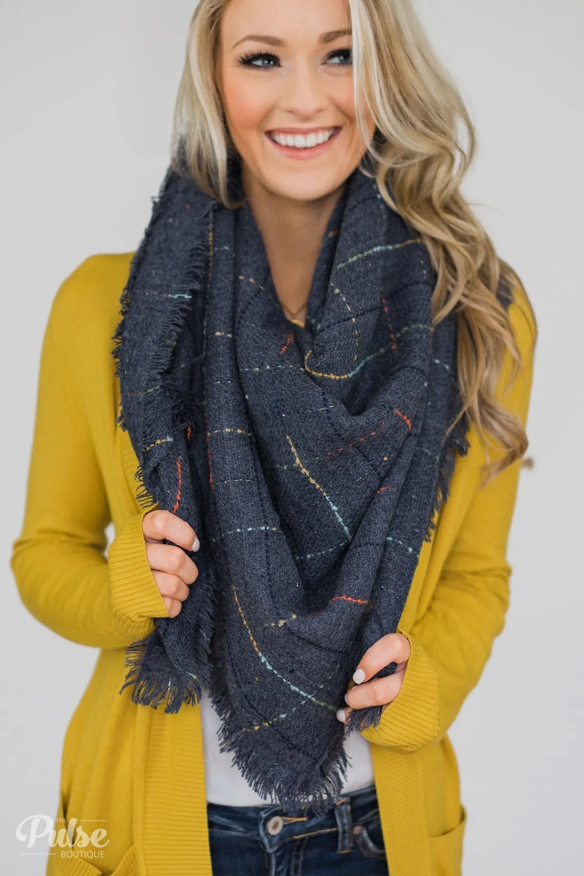 The Perfect Blanket Scarf- Navy