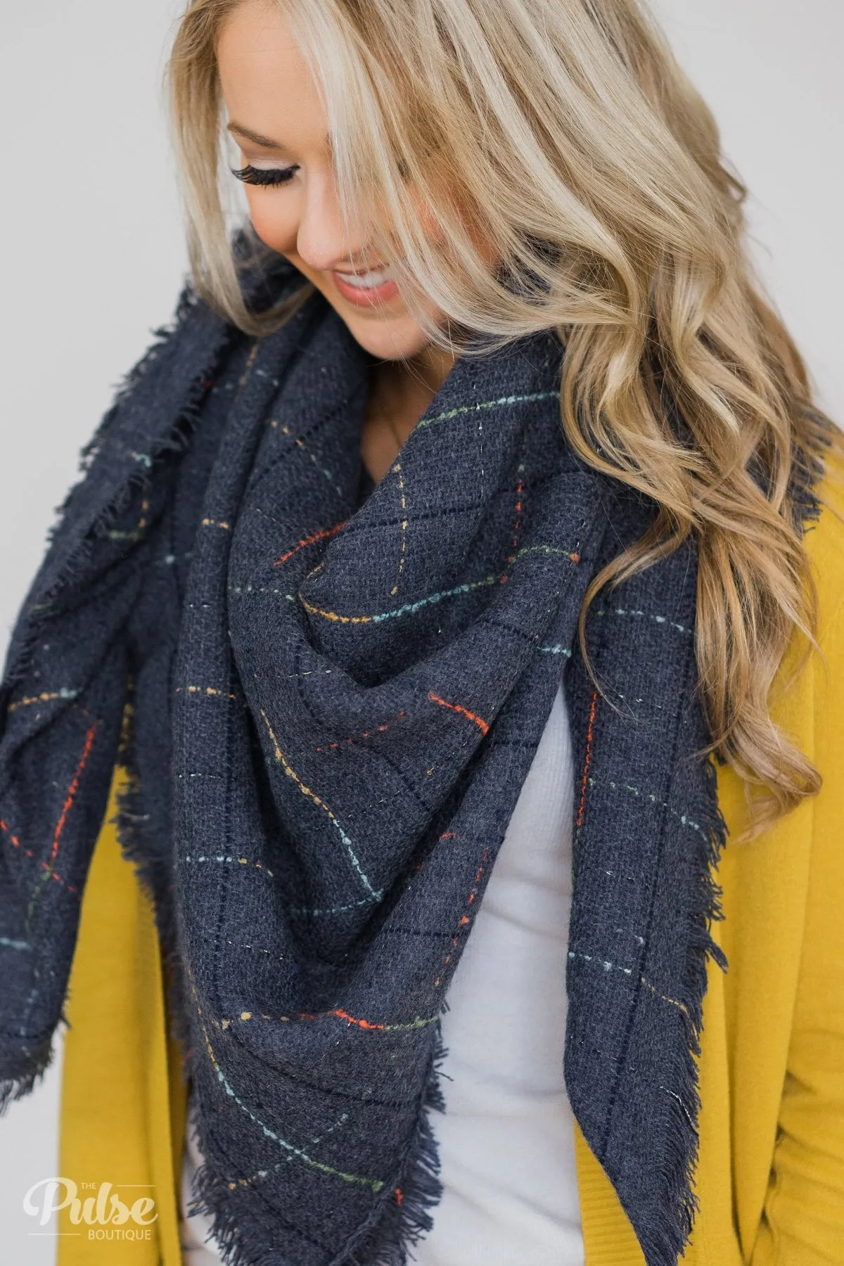 The Perfect Blanket Scarf- Navy