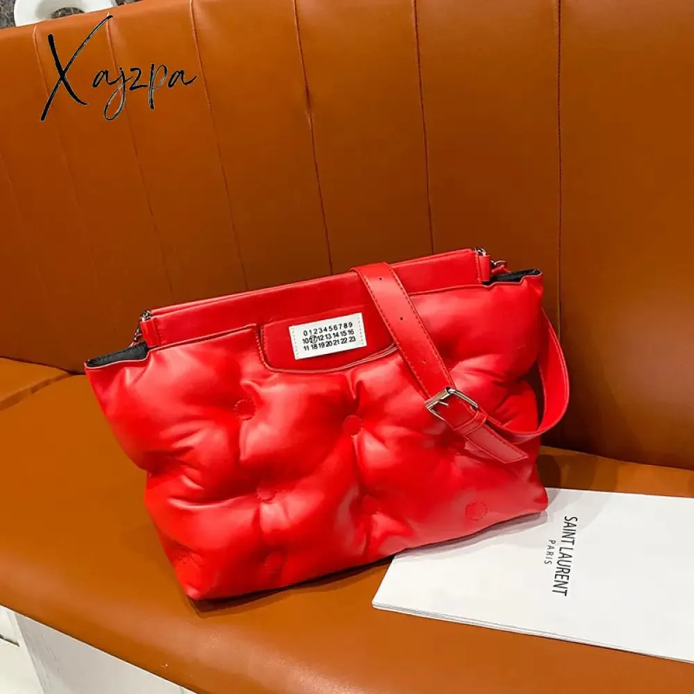 Xajzpa - Casual Space Padded Pillow Bag Designer Women Shoulder Bags Luxury Soft Pu Leather Crossbody Messenger Bag Large Tote Handbags
